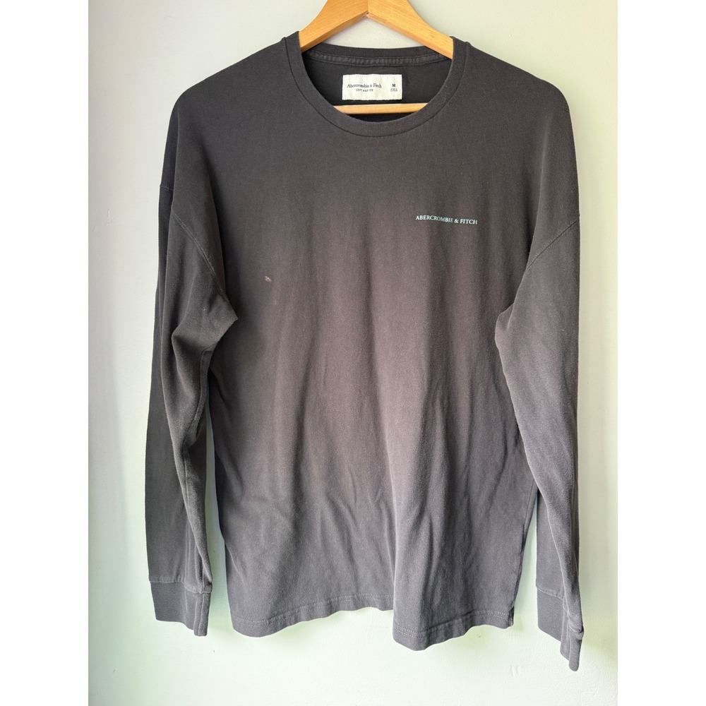 Abercrombie & Fitch Mens Long Sleeve Soft A&F Tee Faded Black Graphic Size M